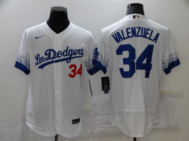 Dodgers 34 Fernando Valenzuela White 2021 City Connect Flexbase Jersey,We sell and wholesale Dodgers 34 Fernando Valenzuela White 2021 City Connect Flexbase Jersey on line form chian!